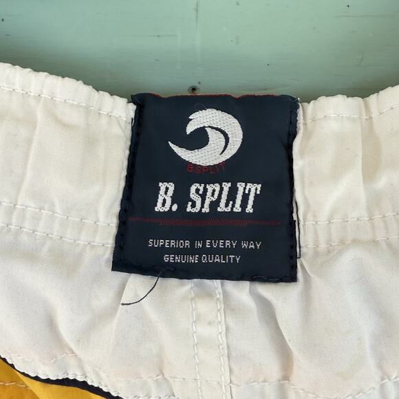 B Split Men’s Swim Trunk‎ Size L White Yellow Stripe Summer 38” Waist 11” Inseam - Picture 5 of 6